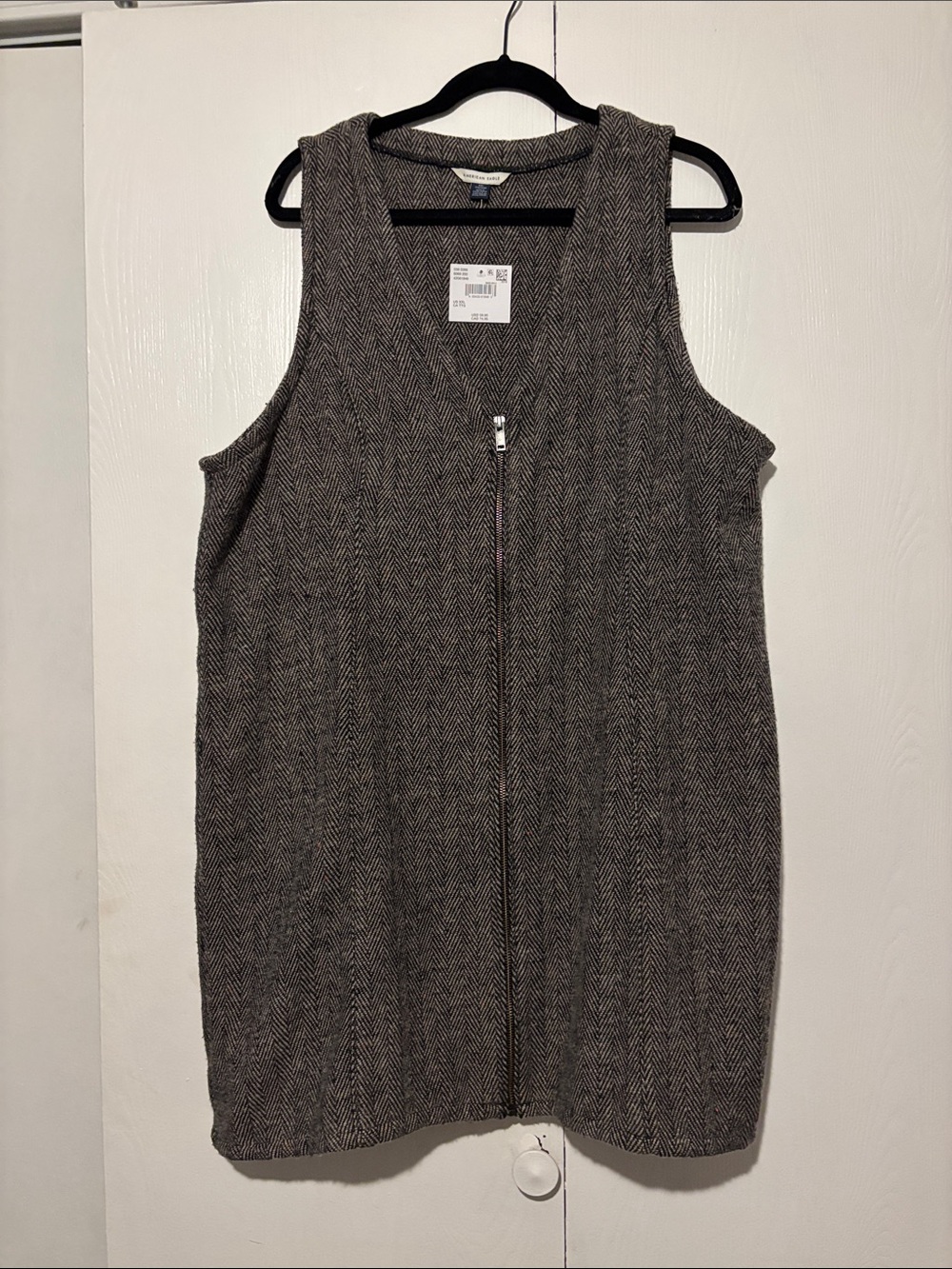 NWT American Eagle Outfitters Gray Tweed Zip-Front Shift Dress